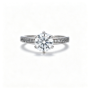 925 Sterling Silver Lab-Grown Diamond Ring | 1-Carat Round Center Stone | Pavé-Set Band