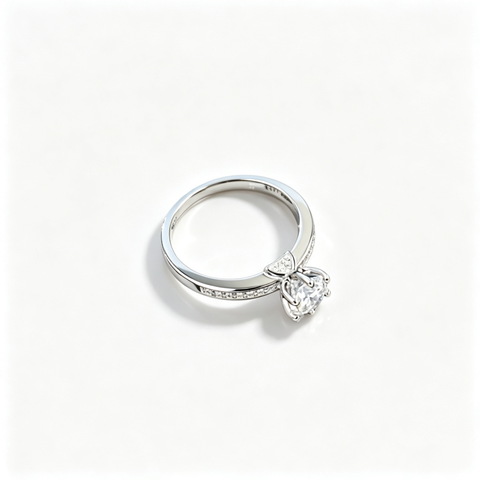 925 Sterling Silver Lab-Grown Diamond Ring | 1-Carat Round Center Stone | Pavé-Set Band