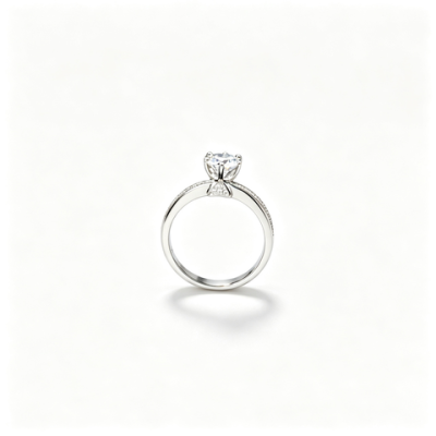 925 Sterling Silver Lab-Grown Diamond Ring | 1-Carat Round Center Stone | Pavé-Set Band