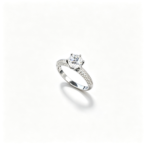 925 Sterling Silver Lab-Grown Diamond Ring | Round Brilliant-Cut Center Stone
