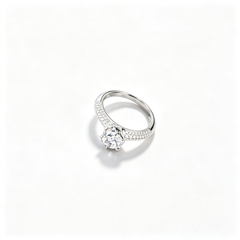 925 Sterling Silver Lab-Grown Diamond Ring | Round Brilliant-Cut Center Stone