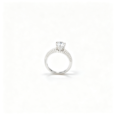925 Sterling Silver Lab-Grown Diamond Ring | Round Brilliant-Cut Center Stone