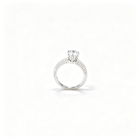 925 Sterling Silver Lab-Grown Diamond Ring | Round Brilliant-Cut Center Stone