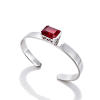 925 Sterling Silver Lab-Created Ruby Cuff Bangle | Emerald-Cut Red Gemstone | Modern Minimalist Jewelry