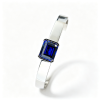 925 Sterling Silver Lab-Created Blue Sapphire Cuff Bangle | Emerald-Cut Blue Gemstone | Modern Minimalist Jewelry