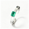 925 Sterling Silver Lab-Created Emerald Cuff Bangle | Emerald-Cut Green Gemstone | Modern Minimalist Jewelry