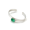 925 Sterling Silver Lab-Created Emerald Cuff Bangle | Emerald-Cut Green Gemstone | Modern Minimalist Jewelry