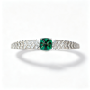 925 Sterling Silver Lab-Created Colombian Emerald Bangle | Rectangular Green Center Stone | Geometric Luxury Jewelry