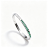 925 Sterling Silver Lab-Created Emerald Bangle | Green Gemstone Accents | Elegant Half-Pavé Design