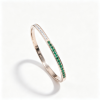 925 Sterling Silver Champagne Gold-Tone Lab-Created Emerald Bangle | Green Gemstone Accents | Elegant Half-Pavé Design
