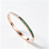 925 Sterling Silver Champagne Gold-Tone Lab-Created Emerald Bangle | Green Gemstone Accents | Elegant Half-Pavé Design
