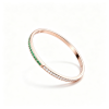 925 Sterling Silver Champagne Gold-Tone Lab-Created Emerald Bangle | Green Gemstone Accents | Elegant Half-Pavé Design