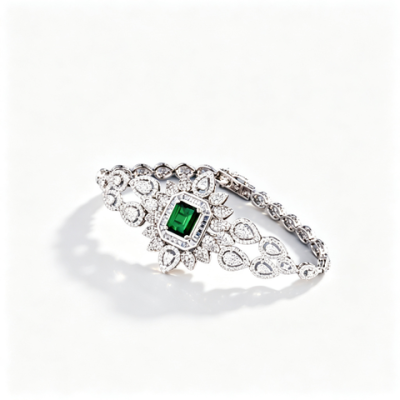925 Sterling Silver Lab-Created Emerald Jewelry Set | Necklace, Bracelet, Ring & Pair of Earrings