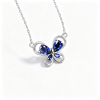 925 Sterling Silver Lab-Created Blue Sapphire Butterfly Necklace | Pavé Accent Pendant