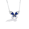 925 Sterling Silver Lab-Created Blue Sapphire Butterfly Necklace | Pavé Accent Pendant