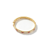 925 Sterling Silver Lab-Created Ruby Bangle | Yellow Gold Tone with Red Square Accents