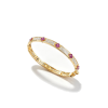 925 Sterling Silver Lab-Created Ruby Bangle | Yellow Gold Tone with Red Square Accents