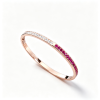 925 Sterling Silver Lab-Created Ruby Bangle | Rose Gold-Tone Finish | Two-Tone Gemstone Design