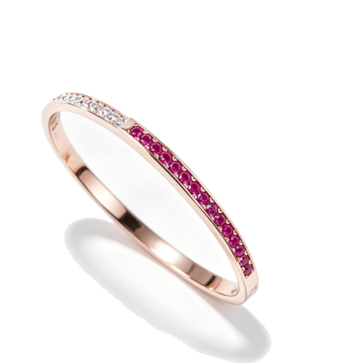 925 Sterling Silver Lab-Created Ruby Bangle | Rose Gold-Tone Finish | Two-Tone Gemstone Design