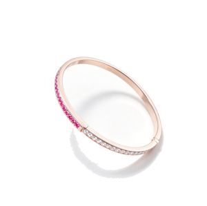 925 Sterling Silver Lab-Created Ruby Bangle | Rose Gold-Tone Finish | Two-Tone Gemstone Design