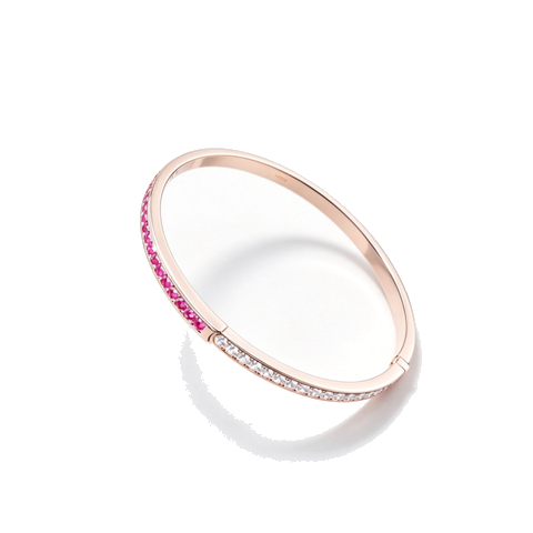 925 Sterling Silver Lab-Created Ruby Bangle | Rose Gold-Tone Finish | Two-Tone Gemstone Design