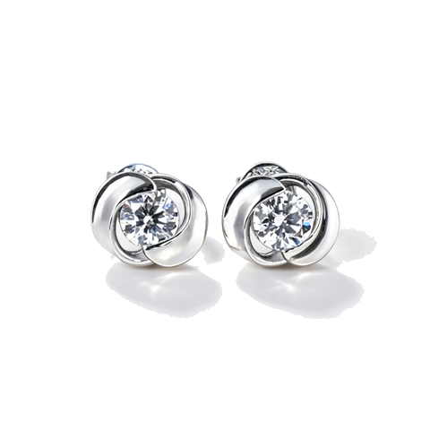 925 Sterling Silver Lab-Grown Diamond Stud Earrings | Sculptural Open-Loop Design