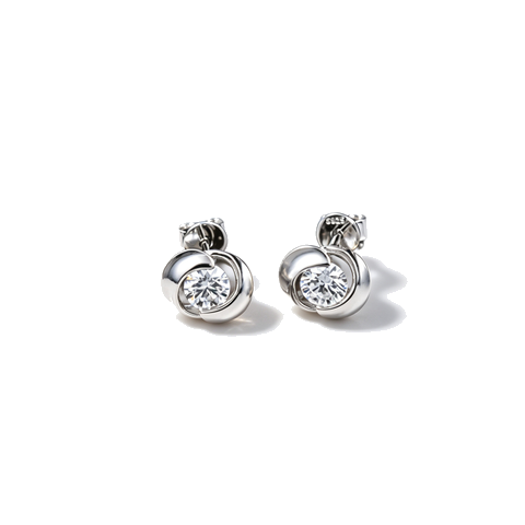925 Sterling Silver Lab-Grown Diamond Stud Earrings | Sculptural Open-Loop Design