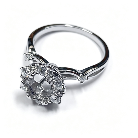 925 Sterling Silver Lab-Grown Diamond Ring | Floral Halo Cluster Design
