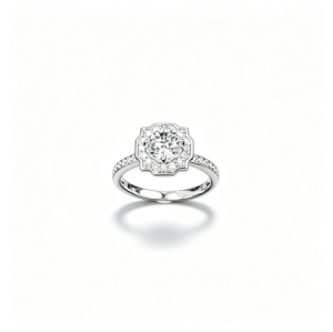 925 Sterling Silver Lab-Grown Diamond Ring | Round Floral Halo Pavé Design