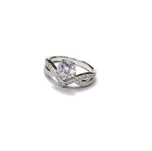 925 Sterling Silver Lab-Grown Diamond Ring | Crossed Pavé Band Design