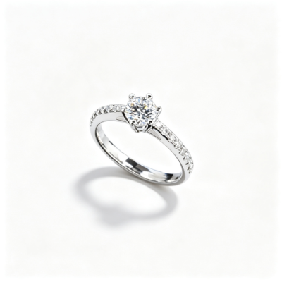 925 Sterling Silver Lab-Grown Diamond Ring | Round Solitaire with Pavé Twist Band
