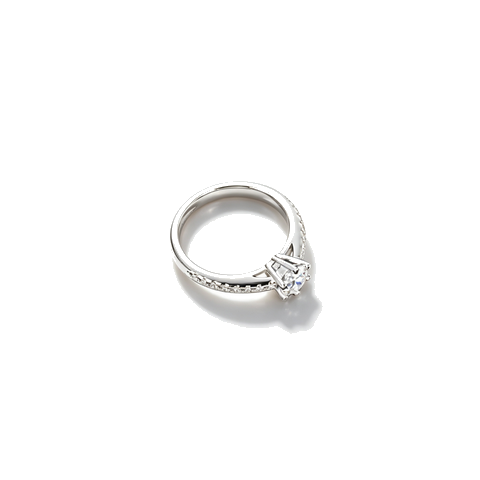 925 Sterling Silver Lab-Grown Diamond Ring | Round Solitaire with Pavé Twist Band