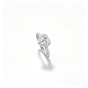 925 Sterling Silver Lab-Grown Diamond Ring | Heart-Shaped Halo Pavé Design