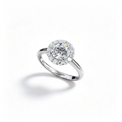 925 Sterling Silver Lab-Grown Diamond Ring | Round Floral Halo Cluster Design