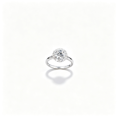 925 Sterling Silver Lab-Grown Diamond Ring | Round Floral Halo Cluster Design