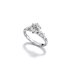 925 Sterling Silver Lab-Grown Diamond Ring | Round Center with Pavé Cluster Shoulders