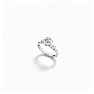 925 Sterling Silver Lab-Grown Diamond Ring | Round Center with Pavé Cluster Shoulders