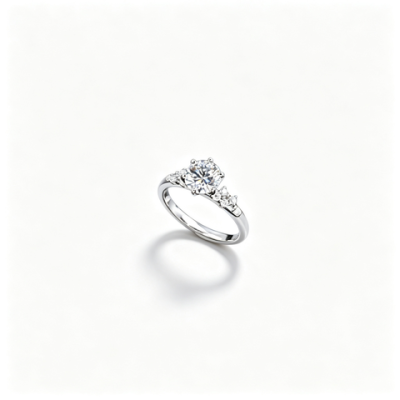 925 Sterling Silver Lab-Grown Diamond Ring | Round Center with Pavé Cluster Shoulders