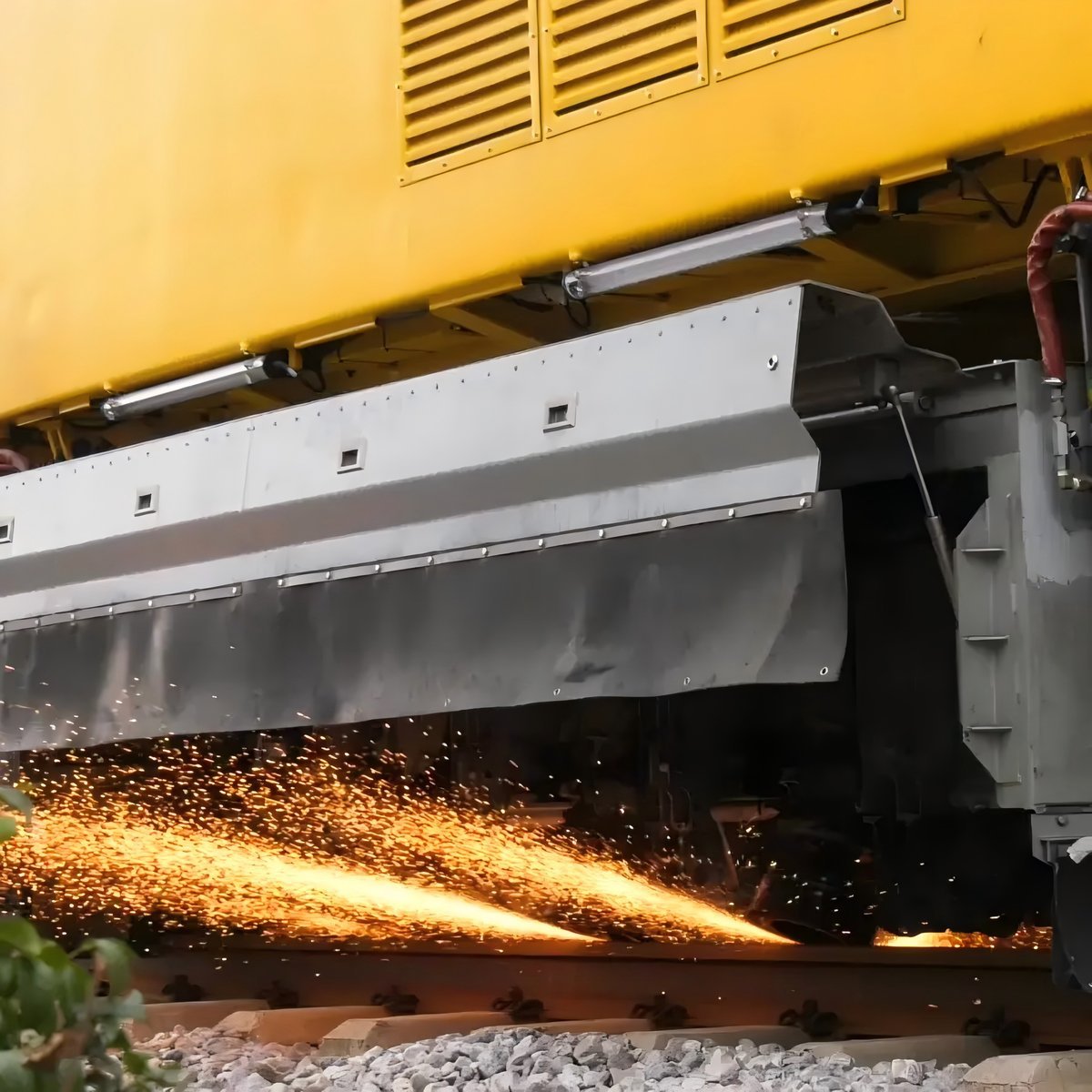 Industrial grinding process with sparks flying