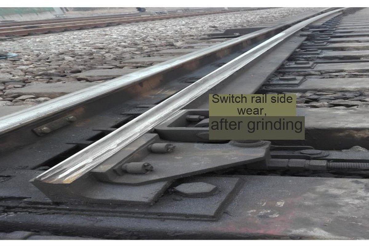 Switch rail restored after grinding