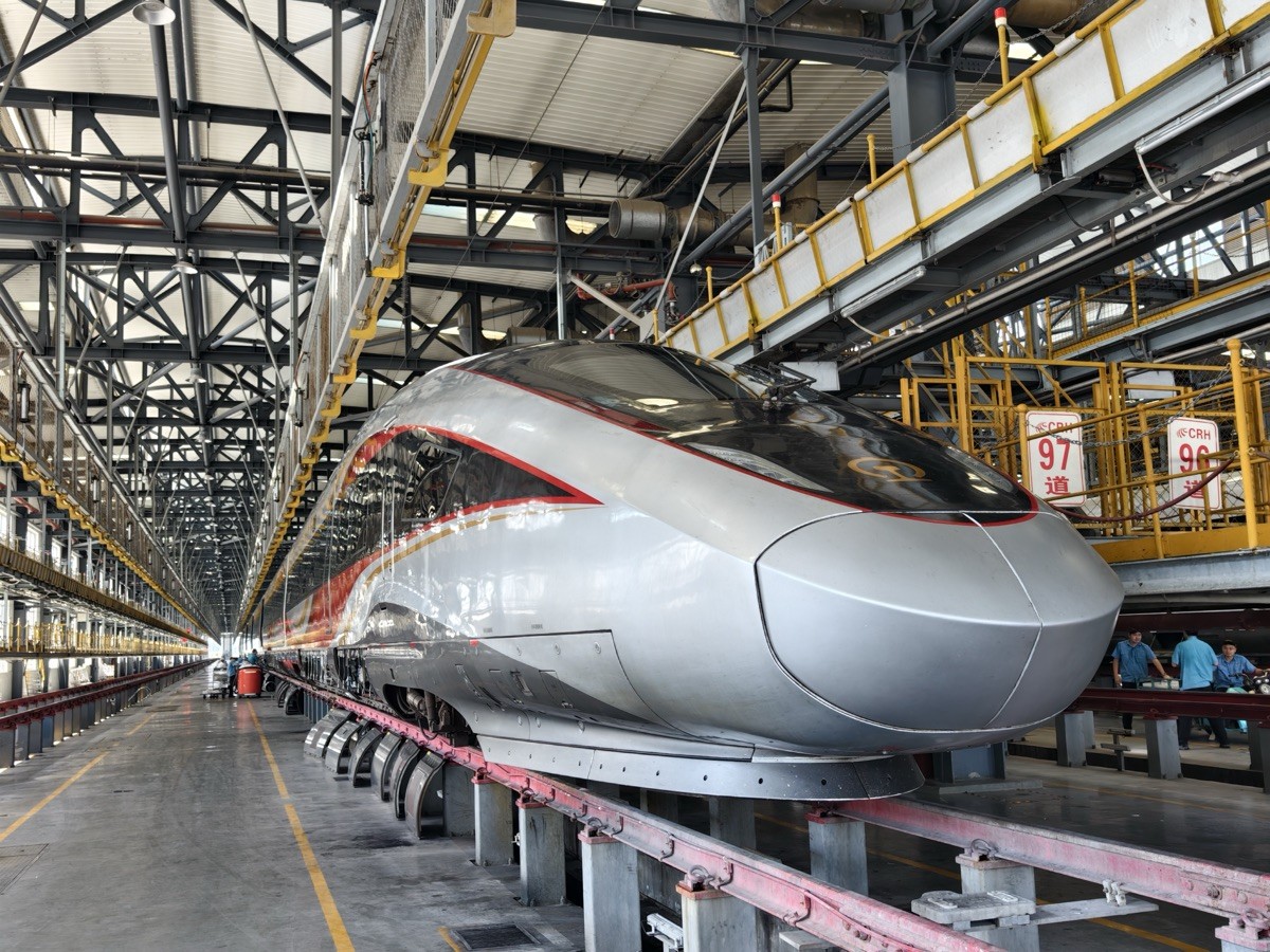 high-speed train on a national railway network operated by a state railway company