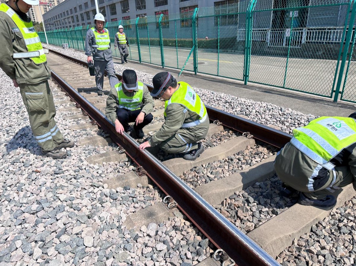 rail grinding equipment on a railway section
