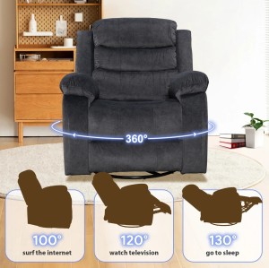 Swivel Rocker Recliner Chair - Compact Fabric 360° Glider for Small Spaces