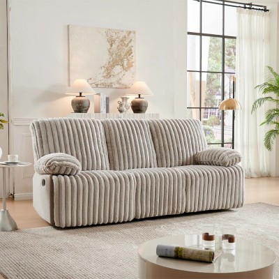 Three Seater Recliner Sofa Set,Crodury Fabric Recliner with Bluetooth Audio & USB Port