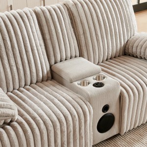 Crodury Fabric Recliner Set 3+2+1 with Built-In Bluetooth & Ambient Lighting