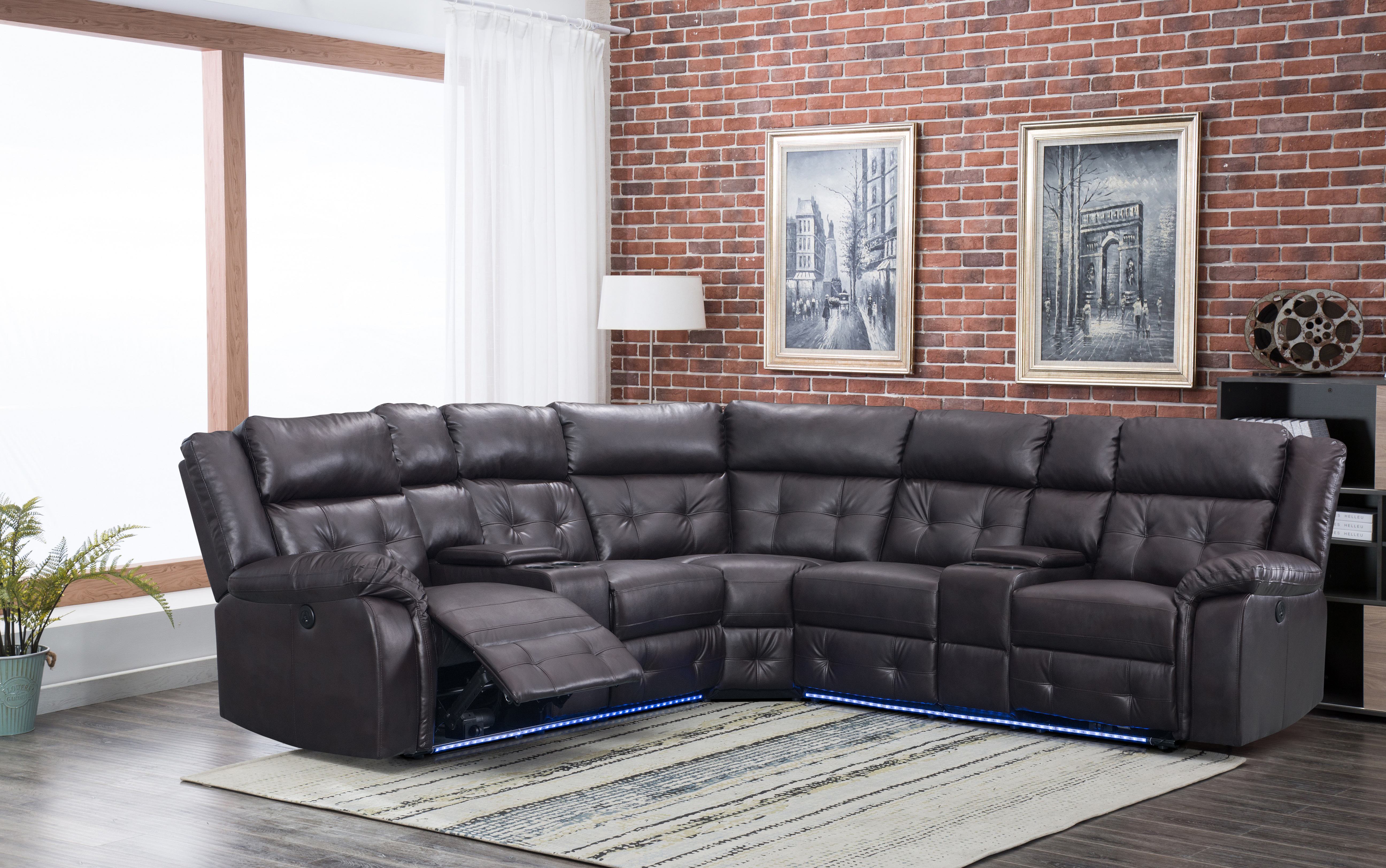 Sectional Recliner Sofa Brown