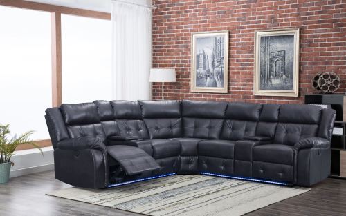 Comfortable Recliner Sofa Set With Cupholder System and LED Light for Living Room Furniture