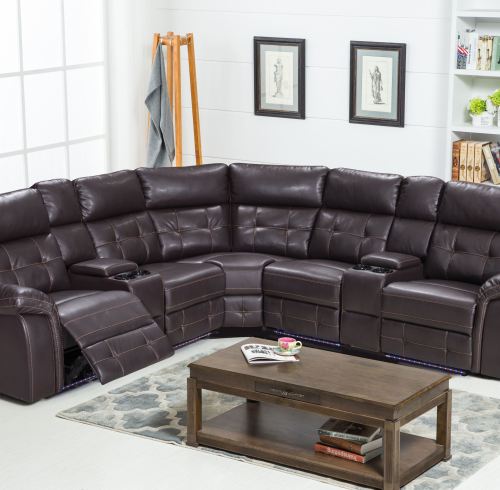 Comfortable Recliner Sofa Set With Cupholder System and LED Light for Living Room Furniture