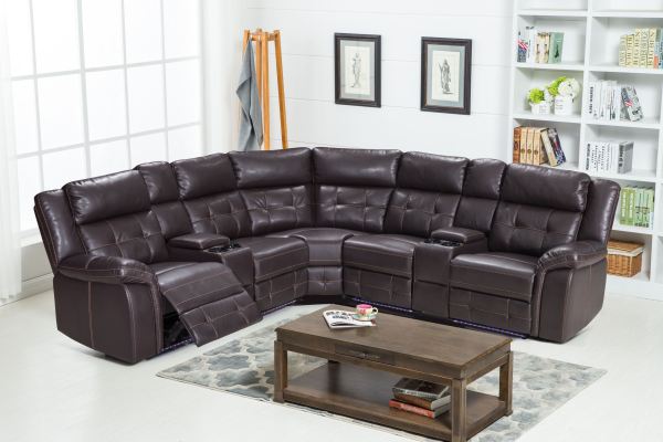 Comfortable Recliner Sofa Set With Cupholder System and LED Light for Living Room Furniture