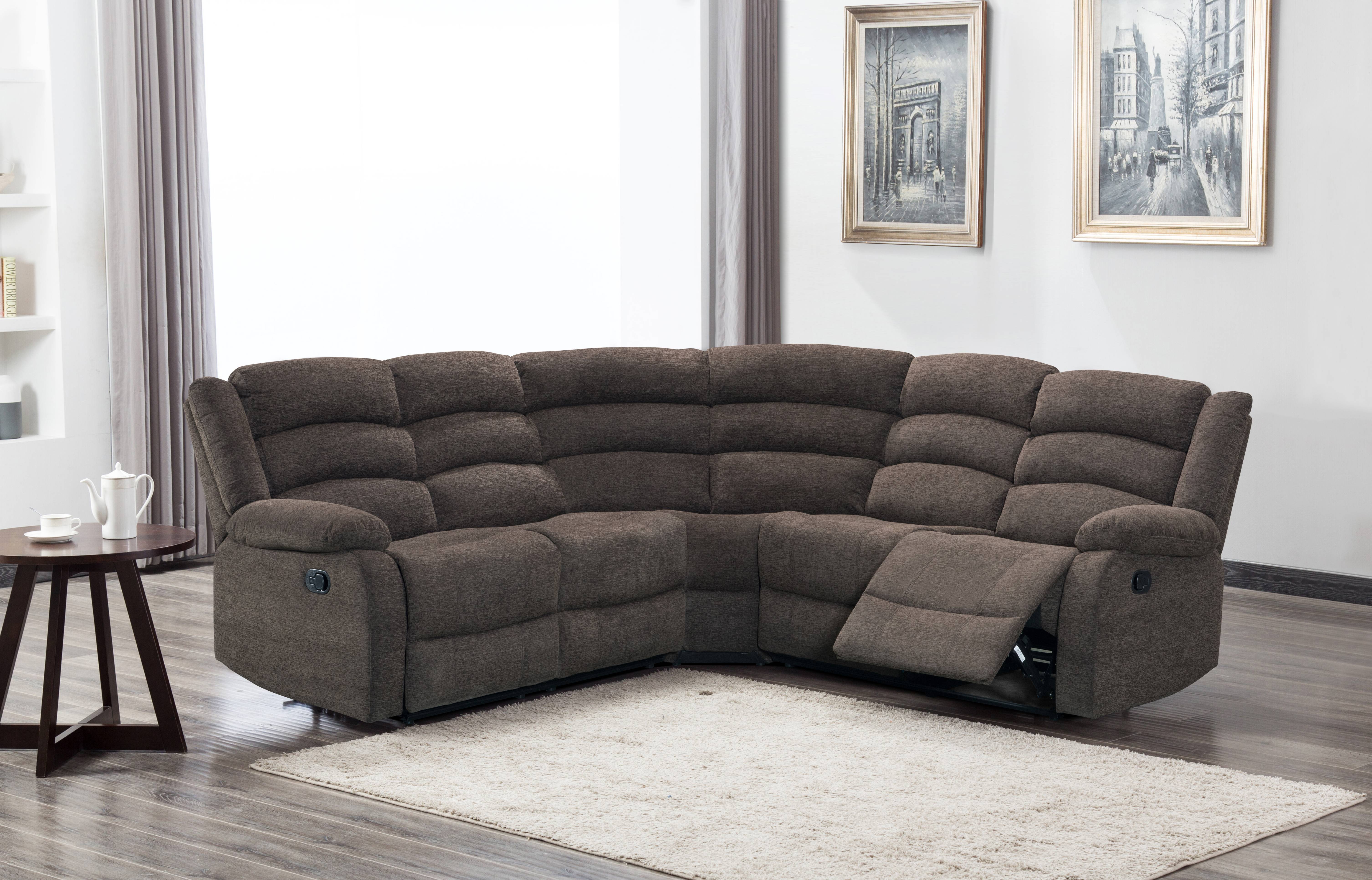 Fabric Brown Recliner Sofa